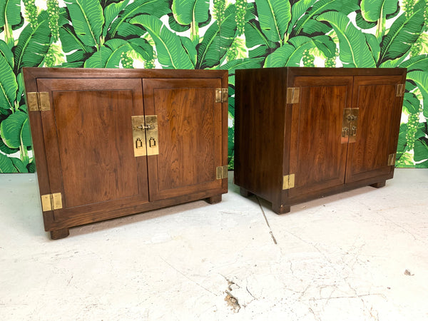 Henredon Double Door Cabinets or End Tables, Set of Two front view