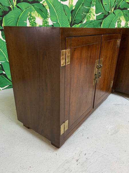 Henredon Double Door Cabinets or End Tables, Set of Two close up
