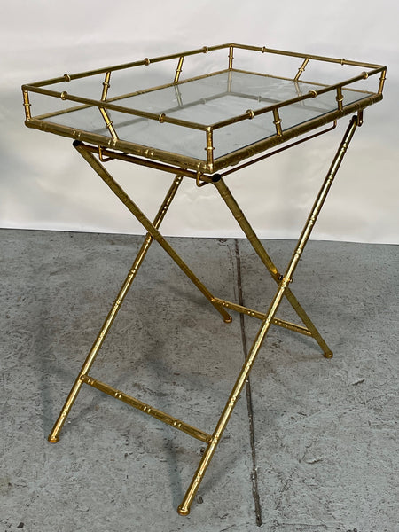 Faux Bamboo Mirrored Folding Serving Tray