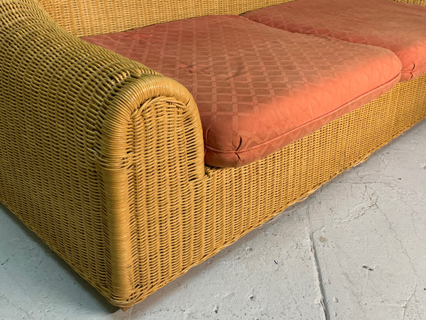 Michael Taylor Style Sculptural Wicker Sofa close up view
