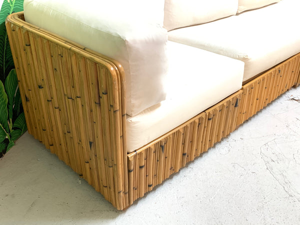 Split Reed Rattan Wrapped Sectional Sofa side view