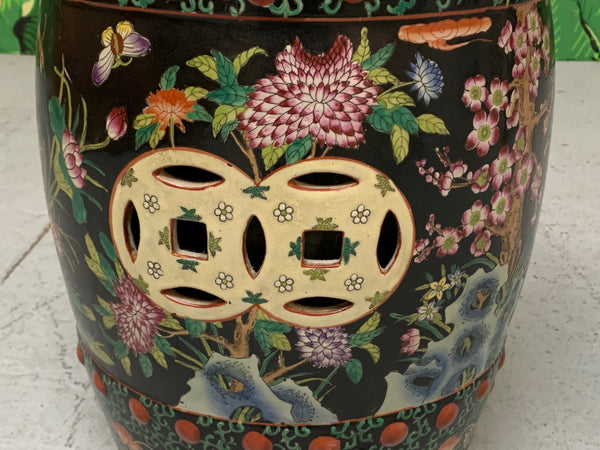 Hand Painted Floral Chinoiserie Garden Stool