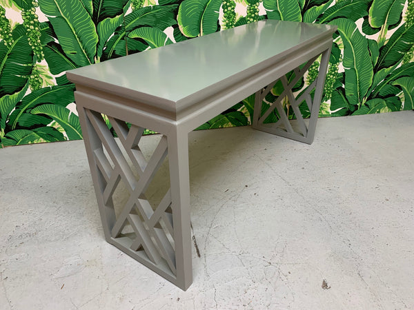 Chinese Chinoiserie Chippendale Lattice Console Table top view