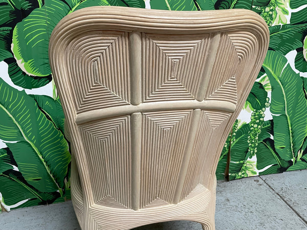 Pencil Reed Rattan Upholstered Dining Chairs