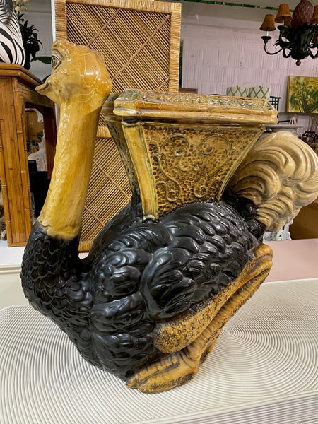 Ostrich Carved Garden Stool side view