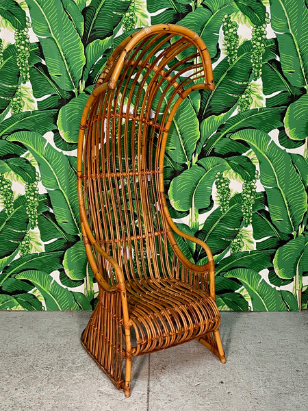 Rattan Porters Chair in the Manner of Franco Albini front view