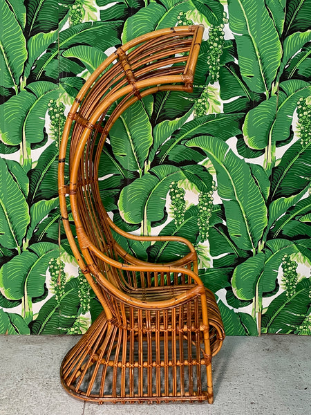 Rattan Porters Chair in the Manner of Franco Albini side view