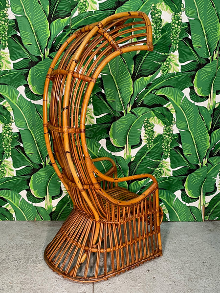 Rattan Porters Chair in the Manner of Franco Albini rear view