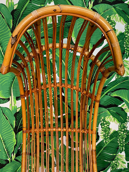 Rattan Porters Chair in the Manner of Franco Albini close up