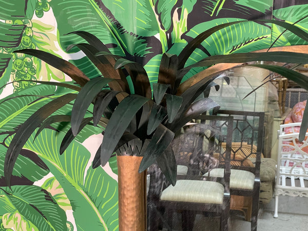Tole Metal Sculptural Palm Tree Wall Mirror