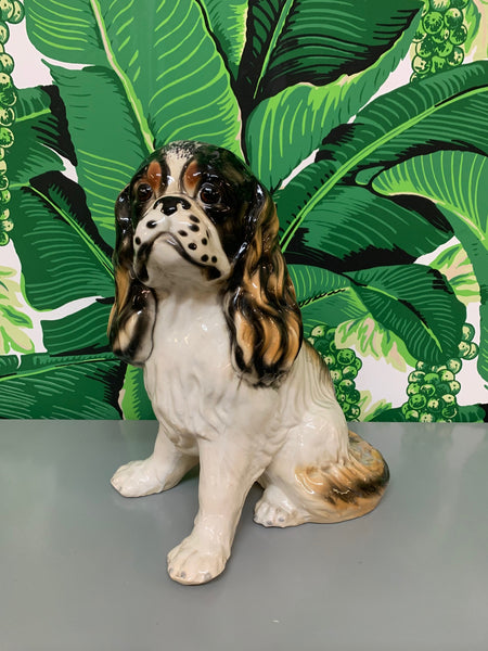 Ceramic King Charles Spaniel Dog Statue