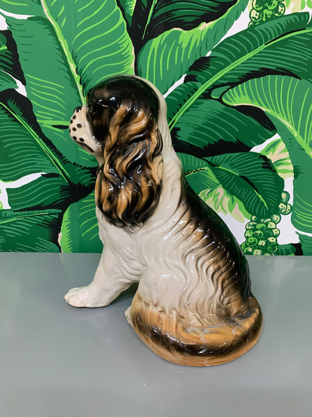 Ceramic King Charles Spaniel Dog Statue rear view