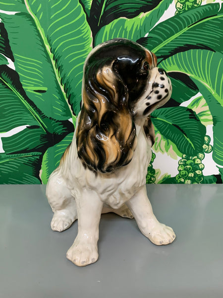 Ceramic King Charles Spaniel Dog Statue side view