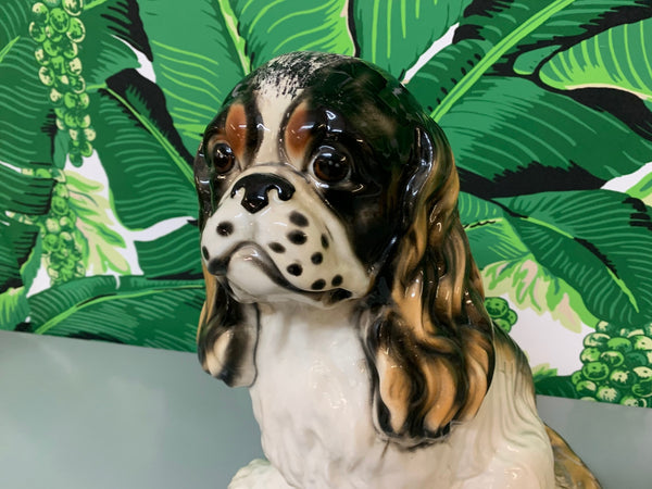 Ceramic King Charles Spaniel Dog Statue close up