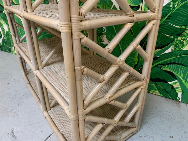 Rattan Chinoiserie Etagere Bookshelf