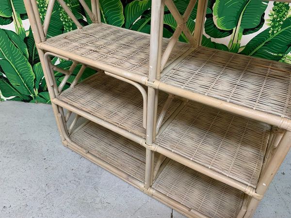 Rattan Chinoiserie Etagere Bookshelf