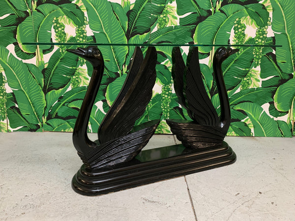 Sculptural Black Swan Statue Console Table