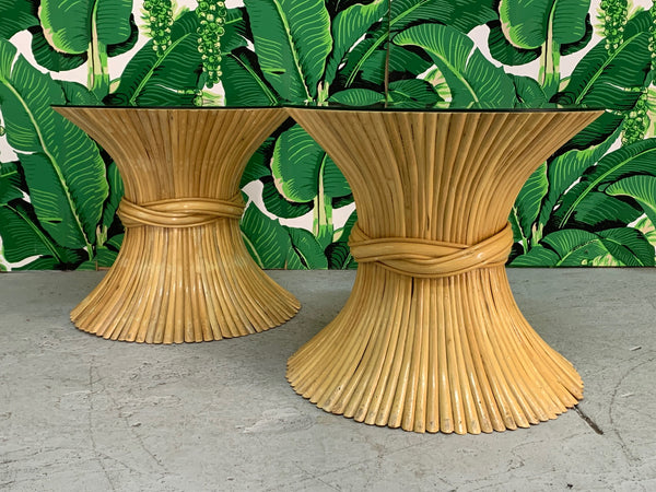McGuire Sheaf of Wheat End Tables, a Pair side view