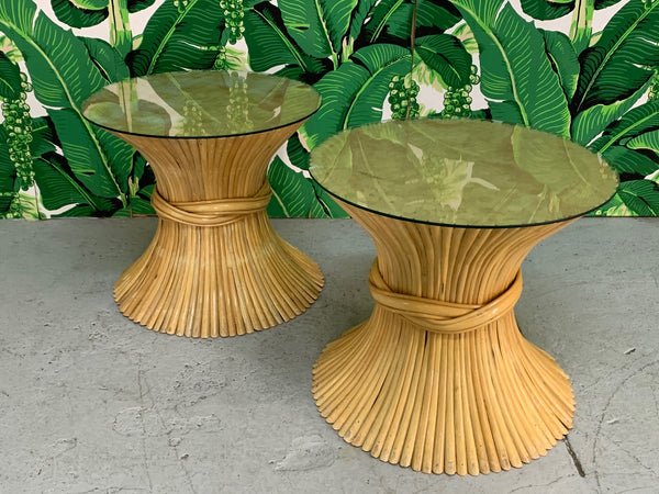 McGuire Sheaf of Wheat End Tables, a Pair