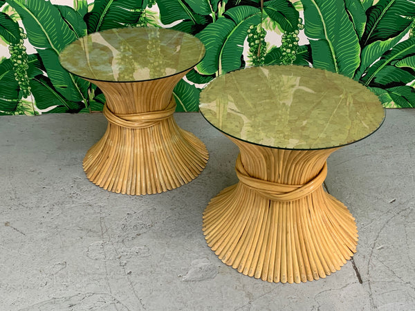 McGuire Sheaf of Wheat End Tables, a Pair top view