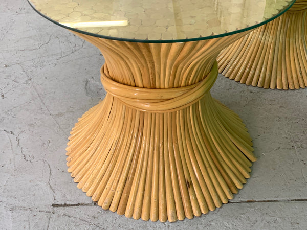 McGuire Sheaf of Wheat End Tables, a Pair close up