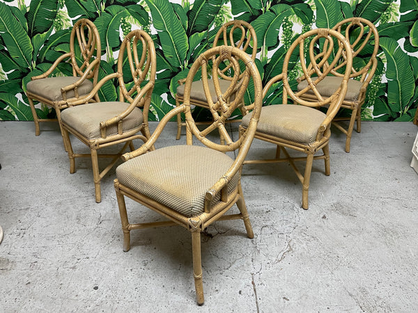 Rattan Loop Back Dining Chairs, Set of 6