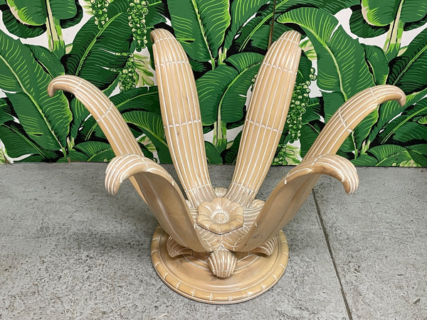 Carved Wood Sculptural Flower Motif Dining Table Base
