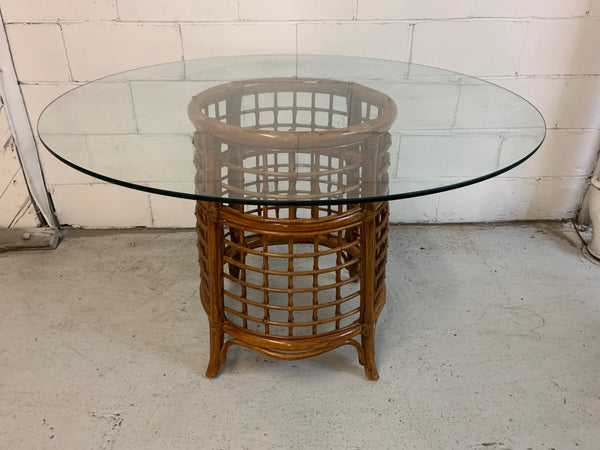 Rattan and Brass Dining Table