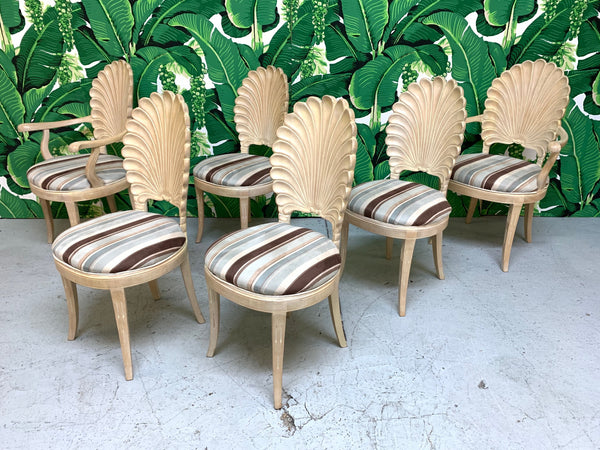 Italian Decorative Venetian Shell Back Dining Chairs, Set of 6 front view