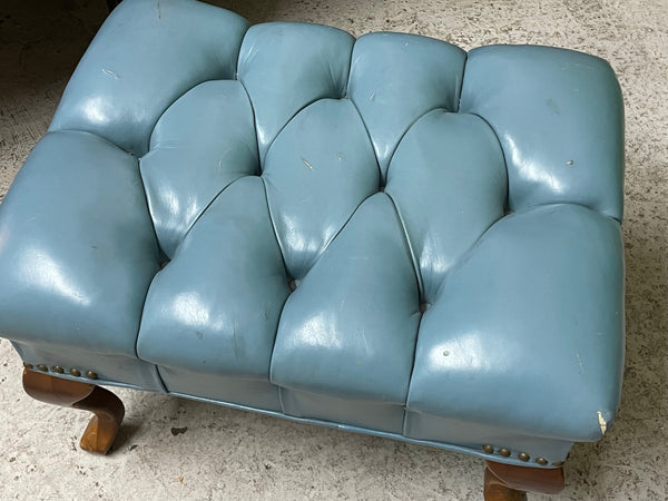 Vintage Tufted Leather Chesterfield Lounge Chair and Ottoman