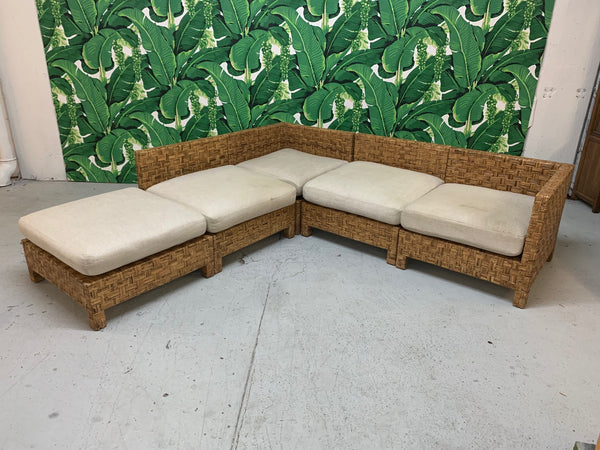 Block Wicker Woven Sectional Sofa front view