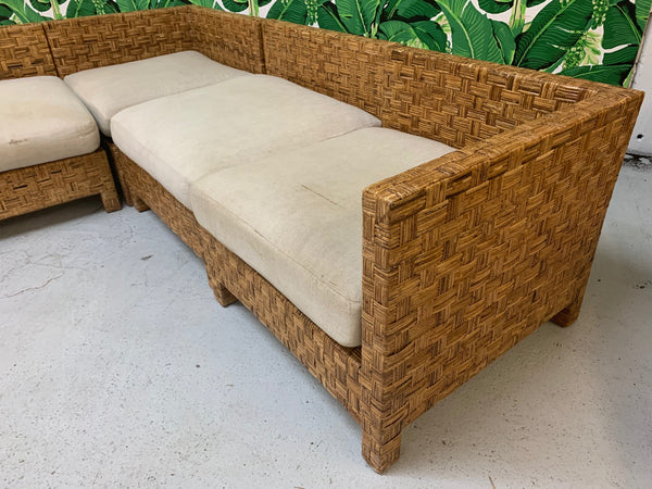 Block Wicker Woven Sectional Sofa side view