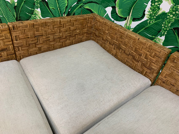 Block Wicker Woven Sectional Sofa close up