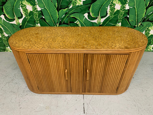 Rattan Split Reed Oval Credenza top view