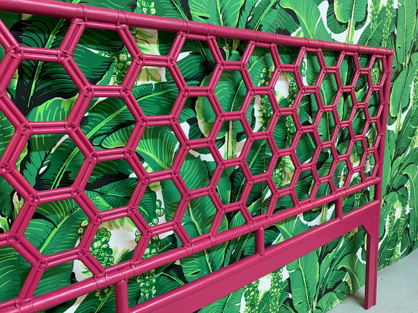 King Size Honeycomb Rattan Headboard side view