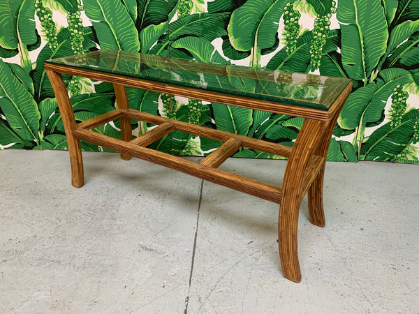 Split Reed Rattan Console Table front view