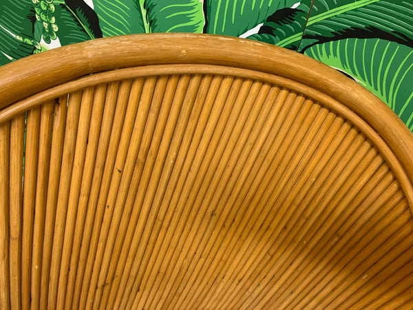 Split Reed Rattan Club Chairs in the Manner of Gabriella Crespi close up
