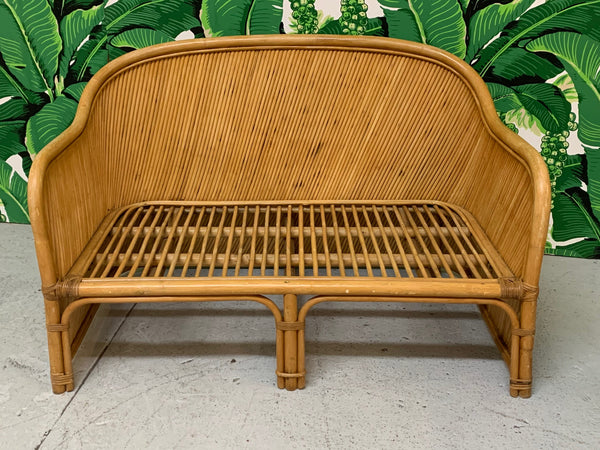 Rattan Split Reed Loveseat in the Style of Gabriella Crespi front view