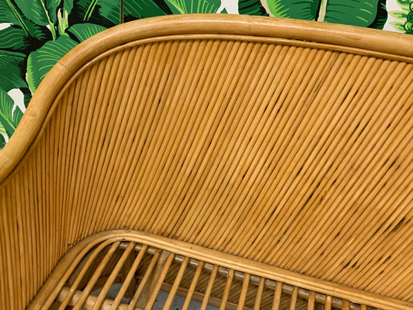 Rattan Split Reed Loveseat in the Style of Gabriella Crespi close up