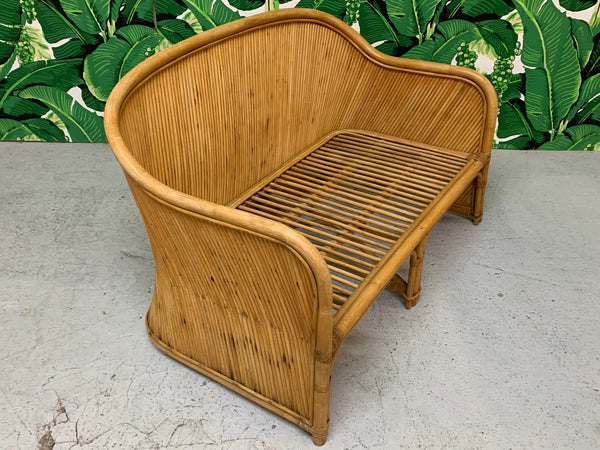 Rattan Split Reed Loveseat in the Style of Gabriella Crespi