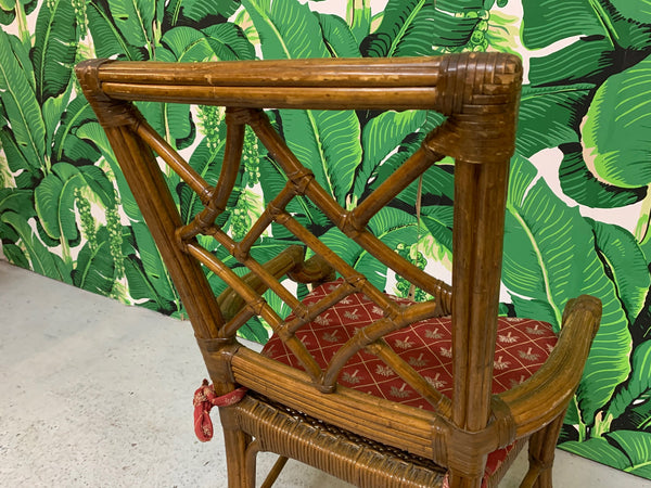 Set of Six Rattan Chinoiserie Dining Chairs