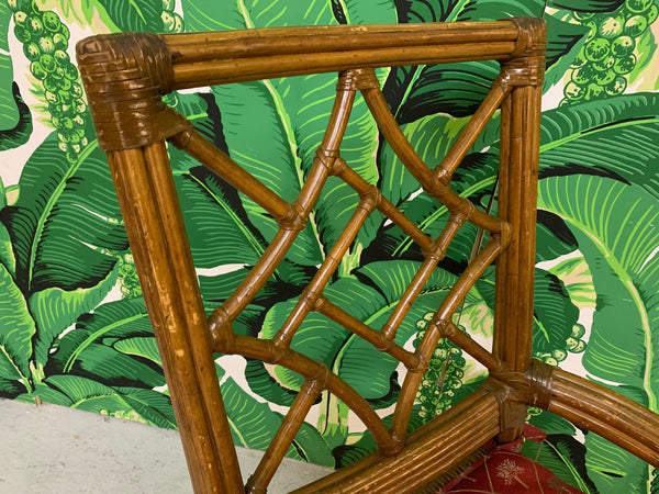 Set of Six Rattan Chinoiserie Faux Bamboo Dining Chairs close up