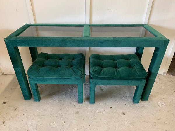 Upholstered Console Table With Matching Footstools