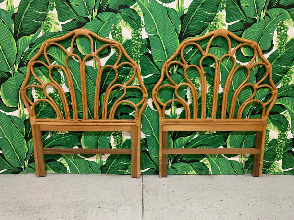 Vintage Rattan Twin Size Headboards, a Pair front view