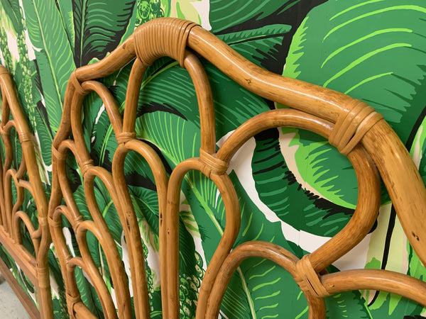 Vintage Rattan Twin Size Headboards, a Pair close up