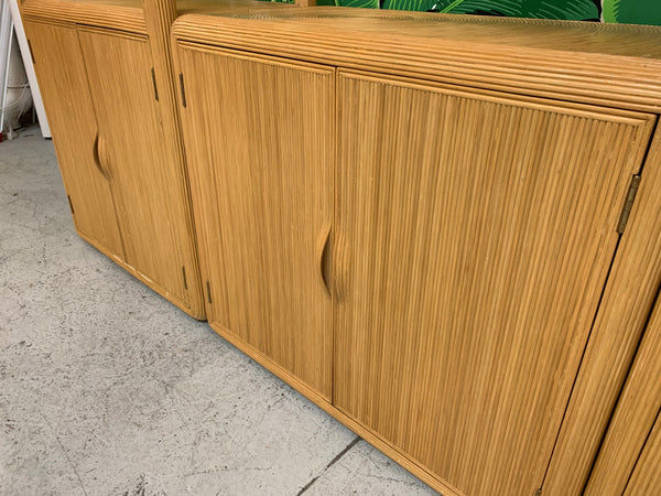 Split Reed Rattan Wall Unit in the Manner of Gabriella Crespi close up