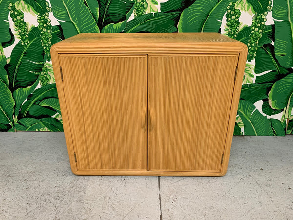 Split Reed Rattan Cabinet in the Manner of Gabriella Crespi front view