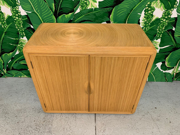 Split Reed Rattan Cabinet in the Manner of Gabriella Crespi top view