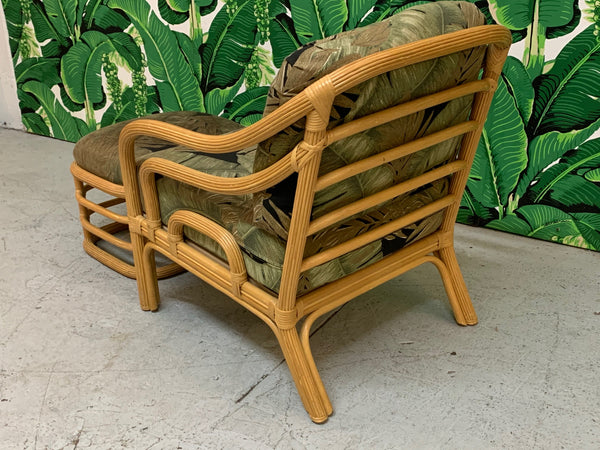 Vintage Rattan Lounge Chair and Ottoman