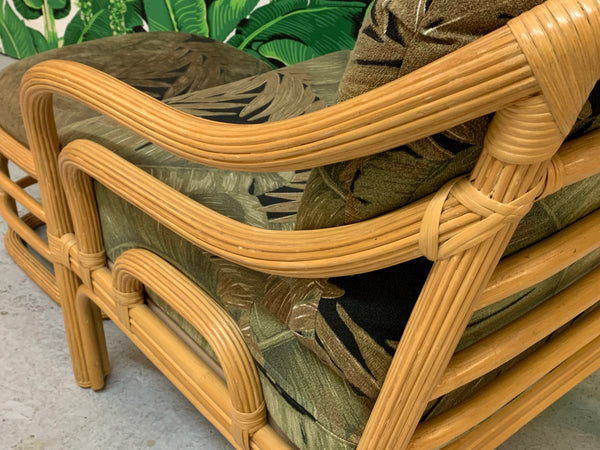 Vintage Rattan Lounge Chair and Ottoman